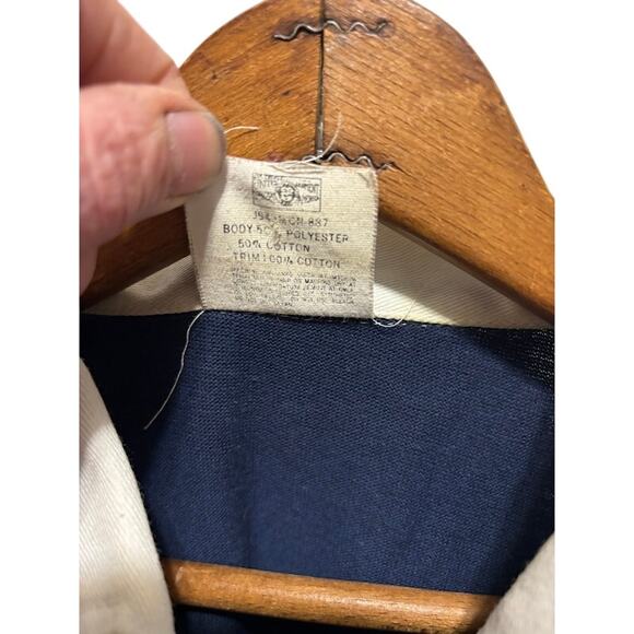 Vintage King Louie Champion shirt polo rugby jersey sz L navy blue white VTG - Picture 4 of 6